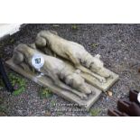 *PAIR OF COMPOSITION STONE GREYHOUNDS, 660 LONG