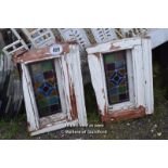 *PAIR OF MULTI COLOURED LEAD LIGHT WINDOWS