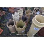 *SIX MIXED CROWN TOP CHIMNEY POTS, THE TALLEST 630 HIGH