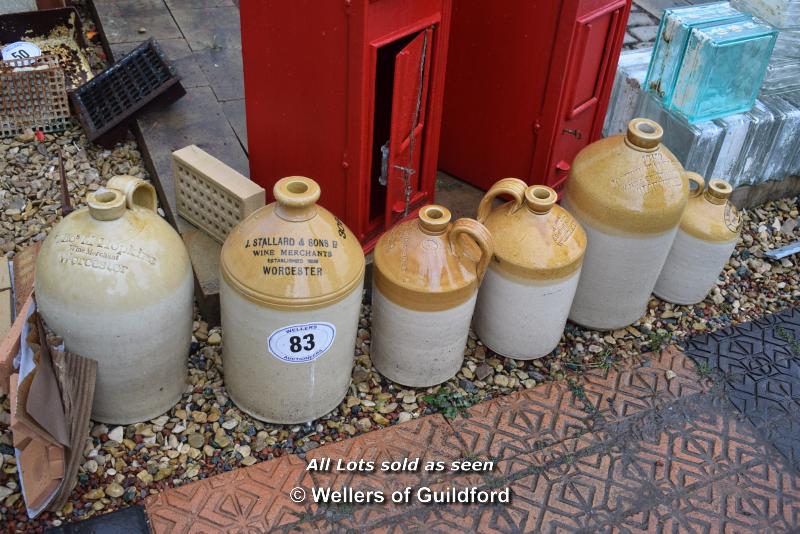 *SIX MIXED SALT GLAZED JARS ALL FROM THE WORCESTER AREA