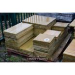 *PALLET OF APPROX SIXTY SMOOTH CUT INDIAN SANDSTONE PAVING SLABS, VARIOUS DIMENSIONS