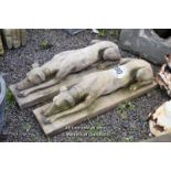 *PAIR OF COMPOSITION STONE GREYHOUNDS, 660 LONG