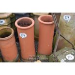 *PAIR OF TERRACOTTA CHIMNEY POTS, 750 HIGH