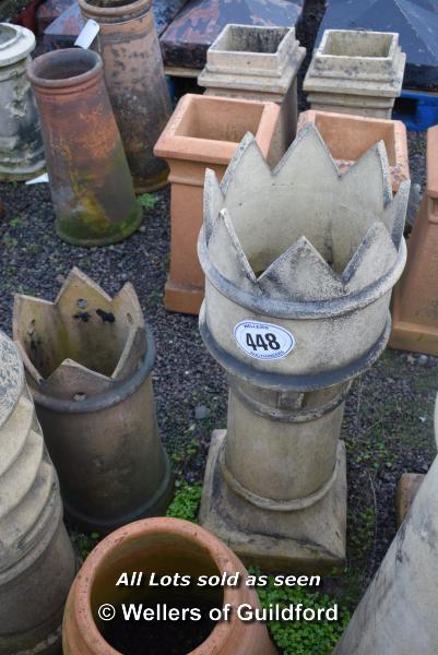 *TWO MIXED CROWN TOP CHIMNEY POTS, THE TALLEST 980 HIGH