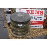 *FIVE COMPOSITION STONE STADDLE STONES, EACH 550 DIAMETER