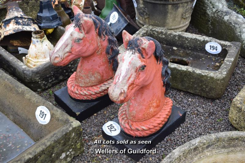 *PAIR OF STONE HORSE HEADS, EACH 540 HIGH