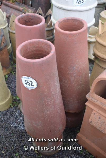 *SET OF THREE TERRACOTTA CHIMNEY POTS, EACH 950 HIGH