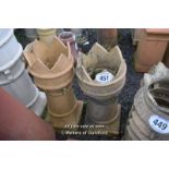 *TWO MIXED CROWN TOP CHIMNEY POTS, THE TALLEST 860 HIGH