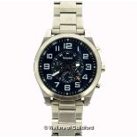 *Gentlemen's Timberland stainless steel wristwatch, circular blue dial with Arabic numerals, date