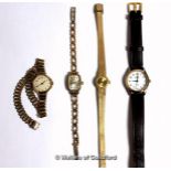 Two ladies' 9ct gold bracelet watches, including a Tissot, gross weight 32.9 grams, together with