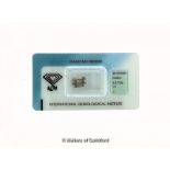 Loose diamond, 3.27cts emerald cut diamond, comes with International Gemological Institute