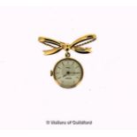 Ladies' Bernex watch, suspended from a 9ct gold bow brooch, gross weight 9.2 grams