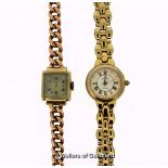 Ladies' Onsetta 9ct gold bracelet watch, gross weight 26.1 grams, together with a ladies'