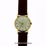 Gentlemen's vintage Garrard 9ct gold cased wristwatch, presentation watch with engraving to