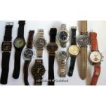 *Selection of eleven gentlemen's wristwatches, including Daniel Wellington, Fossil, Seiko (Lot