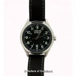 *Gentlemen's Wenger Swiss Military wristwatch, circular black dial with Arabic numerals and date