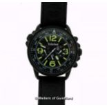 *Gentlemen's Timberland wristwatch, circular black dial, with green hour markers and three