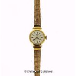 Ladies' Longines 18ct yellow gold bracelet watch, circular cream dial with baton hour markers, gross