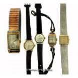 Selection of vintage wristwatches, including two ladies' 9ct gold cased Rotary watches, a ladies'