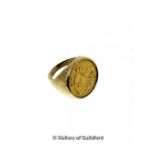 Full sovereign ring, 1907, mounted in 9ct yellow gold, gross weight 17.2 grams, ring size V