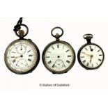 Three silver cased pocket watches