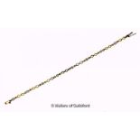 Diamond set line bracelet in 18ct yellow and white gold, eight round brilliant cut diamonds illusion