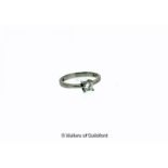 Single stone diamond ring, princess cut diamond weighing an estimated 0.25ct, claw set in