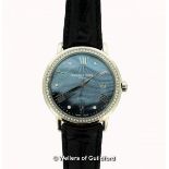 *Gentlemen's Raymond Weil wristwatch, circular black mother of pearl dial, with diamond set bezel,