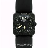 *Gentlemen's Bell & Ross automatic wristwatch, square black stainless steel case, on black