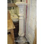 A cream marble pedestal column, 108cm.