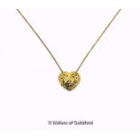 *14ct yellow gold heart shaped pendant necklace, chain length 46cm, weight 3.3 grams (Lot subject to