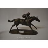 Harriet Glen, a bronze resin model of a racehorse, 1985, 24cm long.