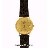*Gentlemen's Marvin Revue 9ct gold cased presentation wristwatch, circular gold coloured dial,