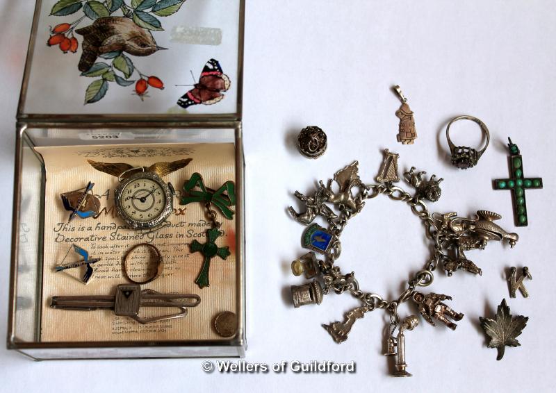 Small selection of silver jewellery, gross weight 64.7 grams, together with a watch face and other