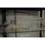 A quantity of trumpet shaped cut glass stemware comprising eight tumblers, six liqueurs and six