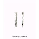 Pair of 9ct white gold diamond set drop earrings, each earring consisting of nine round brilliant
