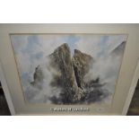 E Grieg Hall, Pillar Rock, High Man & Pisgah, Lake District, watercolour, signed lower right,