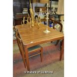 A mid 20th Century Danish rectangular teak extending dining table by Bramin, with a set of six