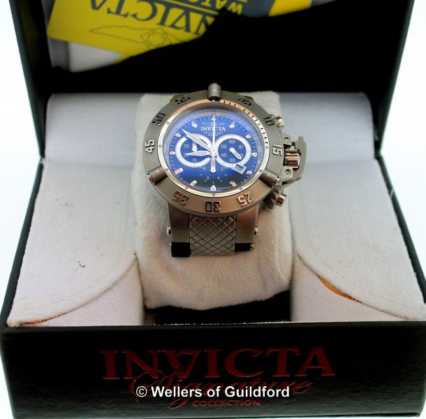 *Gentlemen's Invicta stainless steel watch face, circular black dial with baton hour markers, date - Image 2 of 3