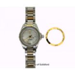 *Ladies' Tag Heuer Aquaracer bi-colour wristwatch, WAY1451.BD0922, circular mother of pearl dial