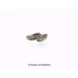 *Diamond set ring, round brilliant cut diamond illusion set to the centre, with diamond set