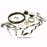 *Selection of mostly silver jewellery, including a Pandora ring, gross weight 83.5 grams (Lot