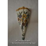 A Gouda wall pocket decorated with flowers, 26cm.