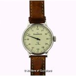 *Gentlemen's MeisterSinger IZ Mechanik wristwatch, circular cream dial with Arabic numerals, on a