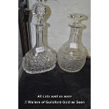 Two cut glass decanters.