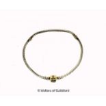 *Pandora charm bracelet in silver, with 14ct yellow gold clasp, length 21cm (Lot subject to VAT)