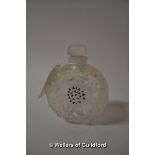 A Lalique 'Dahlia' pattern scent bottle and stopper, 8.5cm.