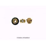 *Pandora Murano glass and 14ct yellow gold charm, and two other Pandora 14ct yellow gold stone set