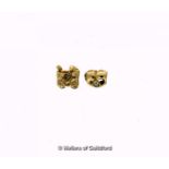 *Two Pandora 14ct yellow gold charms/spacers, the heart set with a diamond, the pram set with a blue