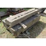 *THREE LARGE YORKSTONE SECTIONS, ONE WITH GREEK KEY DESIGN, EACH APPROX 1800 LONG